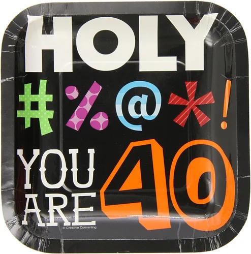 Vista 2 de Creative Converting 8 platos cuadrados de postre de Holy Bleep para cumpleaños de 30 años