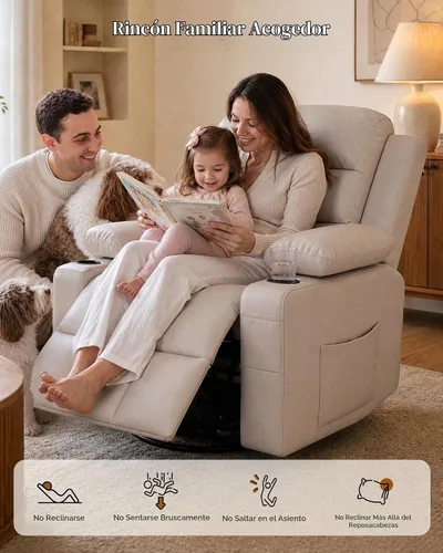 Vista 3 de Silla reclinable giratoria eléctrica con reposabrazos ajustables