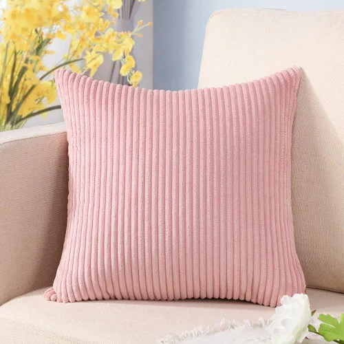 Vista 31 de Artscope Fundas de Almohada de Pana a Rayas Acogedoras Súper Suaves Decorativas Cuadradas Fundas de Almohada Fundas de Cojín para Sofá Sofá Amarillo