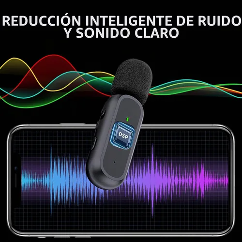 Vista 5 de 2 Pack Profesional de Micrófonos Inalámbricos Lavalier para iPhone iPad Android con Estuche de Carga, Reducción de Ruido, Clip de Plug-Play