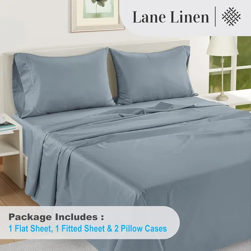 Vista 307 de LANE LINEN - Sábanas individual 100% algodón egipcio suave, cómodo y grueso de calidad de hotel, costuras reforzadas totalmente elásticas, sin