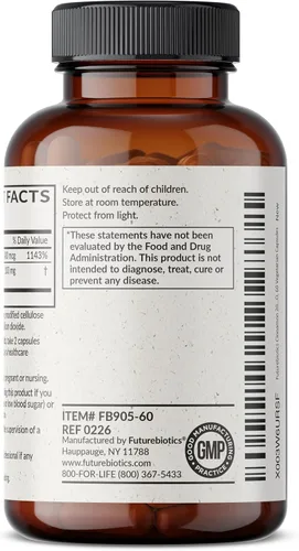 Vista 5 de Futurebiotics Cinnamon Plus Suplemento de picolinato de cromo, cromo de alta potencia, sin OMG, 60 cápsulas vegetarianas