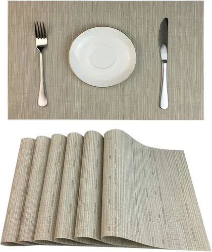 Vista 16 de WAZAIGUR Juego de 4 manteles individuales para mesa de comedor, resistentes al calor, lavables, manteles individuales de vinilo tejido, fáciles