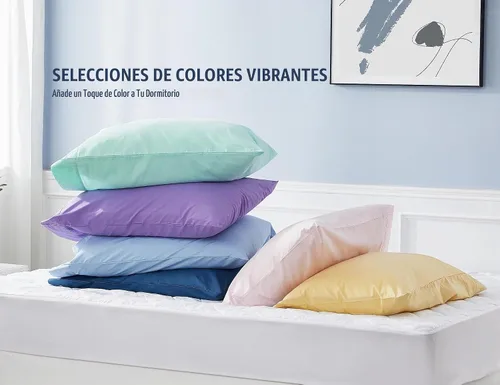 Vista 6 de Juego de 2 fundas de almohada tamaño Queen 100% algodón percal Coral