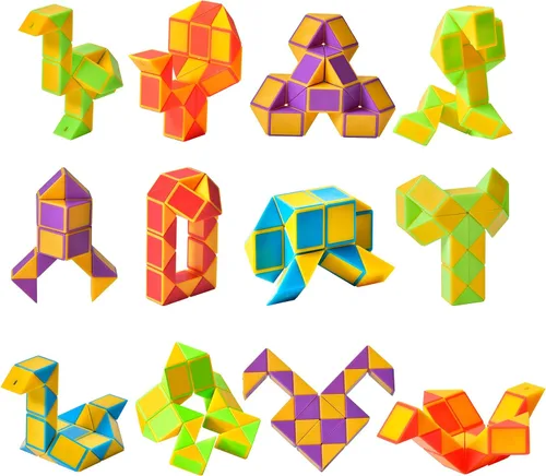 Vista 8 de Mini rompecabezas de cubo de serpiente para ansiedad (paquete de 12), recuerdos de fiesta, relleno de bolsa de golosinas, premios de carnaval