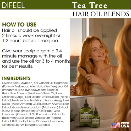 Vista 8 de Difeel Aceite natural prémium para el cabello, aceite de árbol de té para cuero cabelludo seco, 7.1 onzas