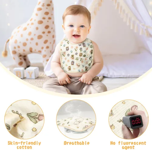Vista 4 de Zainpe 6 baberos de muselina de algodón suaves y absorbentes para recién nacidos babeando alimentación