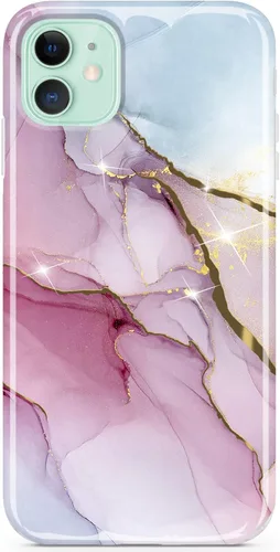 Vista 9 de Funda compatible con iPhone 11, diseño de mármol con purpurina dorada, delgada, a prueba de golpes, flexible, TPU suave, funda de silicona de goma