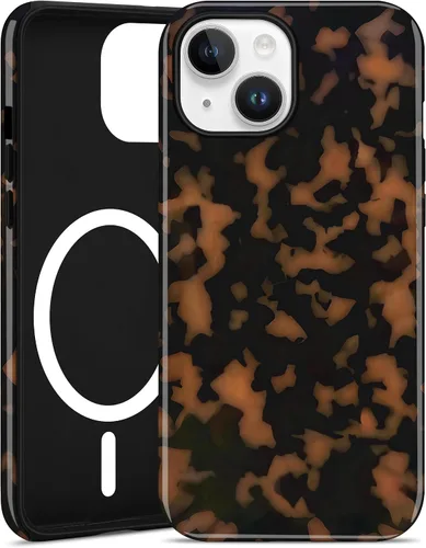 Vista 84 de Jusy Compatible con MagSafe Brown Tortoise Shell Print Phone Case para iPhone 7/8/SE, funda protectora magnética de lujo de TPU suave