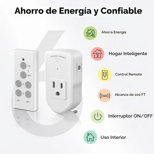 Vista 8 de BN-LINK Interruptor de salida eléctrica con control remoto inalámbrico para luces, ventiladores, luces navideñas, pequeños electrodomésticos, rango