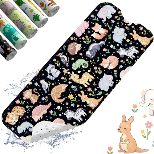 Vista 25 de XIYUNTE Alfombra de Baño para Bebé para Bañera Antideslizante Alfombra de Baño para Niños - 40''x16'' Extra Larga Alfombra de Bañera para Bebé