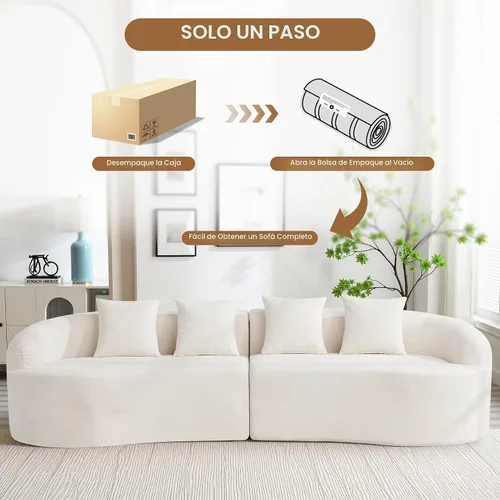 Vista 7 de Sofá modular de 4 plazas sin hueso de 110 pulgadas, sofá de nube curvado de chenilla de gran tamaño, sofás modernos de 4 plazas para sala de estar
