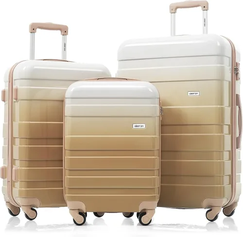 Vista 68 de Merax 3 piezas expandible ABS Hardshell equipaje Sets Spinner Wheel Maleta TSA Lock Suit Case, Apertura frontal negra, Juego de 2 piezas, Maleta