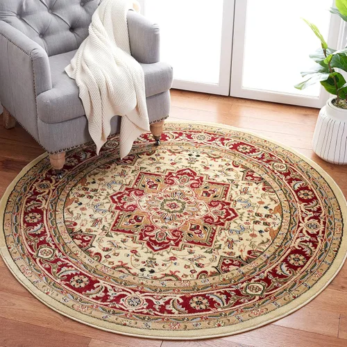 Vista 17 de SAFAVIEH Colección Lyndhurst Alfombra Decorativa - 2'3" x 4', marfil y rojo, diseño oriental tradicional, no desprende pelusa y de fácil cuidado