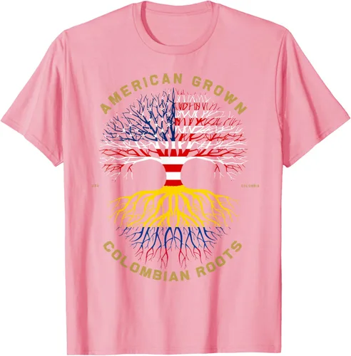 Vista 99 de Camiseta de regalo con la bandera de Estados Unidos con árbol de raíces colombianas
