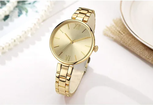 Vista 6 de Relojes de pulsera ultrafinos de cuarzo con banda de acero inoxidable estrecha para mujer