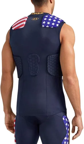Vista 2 de Under Armour Gameday Pro - Camiseta de compresión de fútbol con 5 almohadillas, parte superior acolchada de fútbol, tallas para jóvenes y adultos