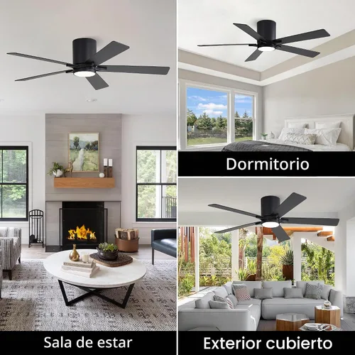 Vista 9 de WINGBO Ventilador de techo de montaje empotrado CC de 48 pulgadas con luces, motor CC reversible de 6 velocidades, 3CCT, ventilador de techo