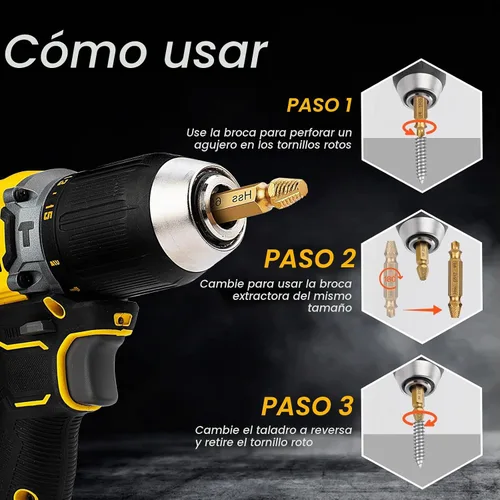 Vista 6 de TOPEC Juego de Extractor de Tornillos Pequeños, 13 Piezas Herramienta de Extracción de Tornillos Dañados, Kit HSS 6542 Easy Out para Sujetadores
