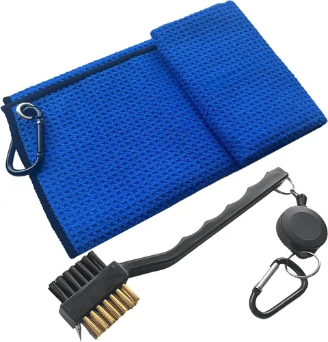Vista 11 de ATTRACTIVE Juego de toallas de golf, toalla de golf y un cepillo de golf, toallas de microfibra con patrón de gofre, cepillos de golf con clip