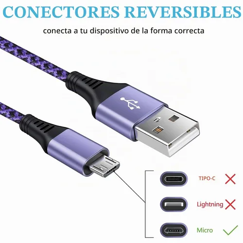 Vista 5 de Cable micro USB, [4 unidades/3 pies] USB Android macho a micro B cable de carga rápido Quick Charging Speed Data Wire Nylon Colored Braided