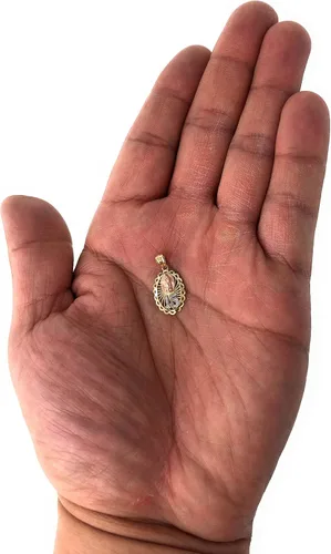 Vista 5 de Ioka - Colgante redondo de 14 quilates de oro tricolor dulce 15 años quinceañera virgen maría redondo tamaño pequeño colgante para collar o cadena