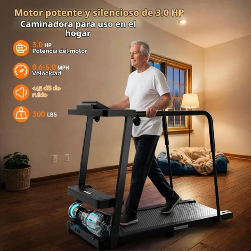 Vista 2 de KEY2FUN Caminadora para caminar con pasamanos largos para equilibrio, máquina de ejercicios de recuperación de fitness, cintas de correr