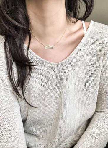 Vista 6 de Altitude Boutique Rocky - Collar de montaña para mujer, amantes de la naturaleza, esquiadores, senderistas (dorado, plata)