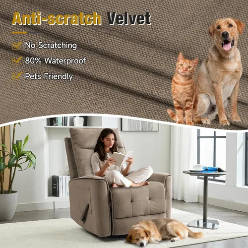 Vista 4 de Silla reclinable basculante giratoria para adultos, silla mecedora Silla reclinable balancín pequeña para espacios pequeños, RV, sala de estar