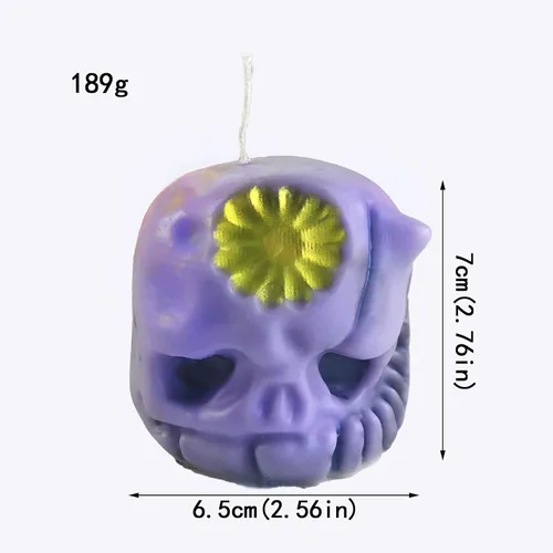 Vista 2 de Adai - Molde de vela de calavera para hacer velas, molde de silicona 3D para fundición de resina, bricolaje yeso, arcilla polimérica, decoración