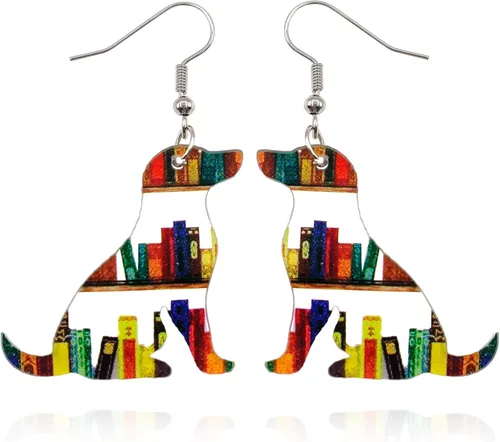 Vista 26 de Pendientes colgantes de libros para mujer, amantes de los libros, aretes acrílicos