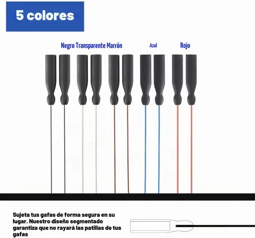 Vista 3 de Correa para gafas, correa ajustable sin cola para lentes de sol y gafas, correas de cable, soportes para gafas alrededor del cuello, cordón