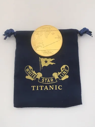 Vista 4 de Titanic Heart of the Ocean Necklace Fake Gold Coin Titanic Gifts