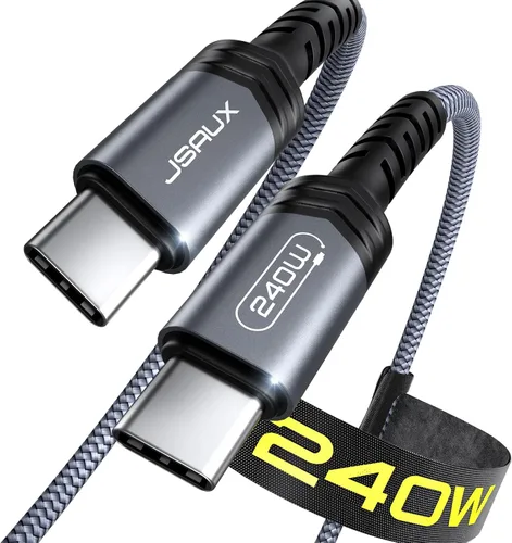 Vista 10 de JSAUX Cable USB C de 240 W de 6.6 pies, cable USB C tipo C de carga rápida para MacBook, iPad, Dell XPS, iPhone 17/iPhone Air/iPhone 17 Pro Max, Gris