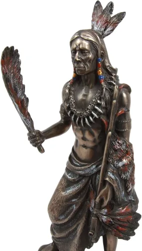 Vista 6 de Ebros - Figura decorativa de guerrero de águila india nativa americana con plumas y tubo ceremonial de la paz de 8.75 pulgadas de alto, estatua