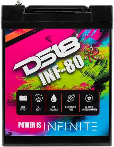 Vista 3 de DS18 INF-80AH 2300 Watts Batería AGM de celdas de potencia de 12 voltios con terminal de perno M6, libre de mantenimiento - Alto rendimiento