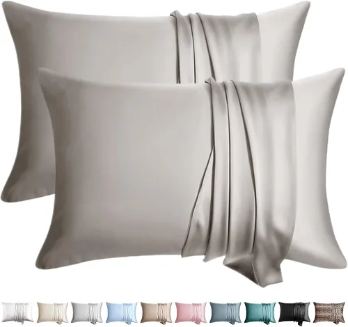 Vista 17 de Juego de 2 fundas de almohada de seda 100% de tamaño estándar, fundas de almohada de seda de morera para cabello y piel, juego de 2, seda de la más