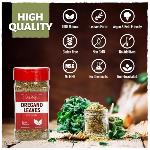Vista 8 de Eastanbul Orégano, orégano seco, estilo mediterráneo, 1.4 onzas, hojas secas y puras, especias turcas, exquisitamente fragante, vegano de sabor