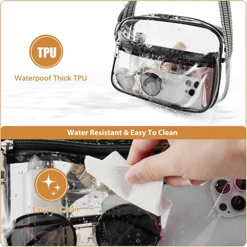 Vista 6 de BOSTANTEN Bolsa transparente para mujer, aprobada para estadios, bolsas transparentes pequeñas, bolso cruzado de moda para conciertos, eventos