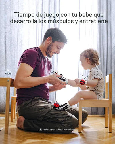 Vista 6 de Infinno Juego de calcetines con sonajero y brazalete para bebés de alto contraste, juguetes sensoriales ideales para bebés recién nacidos de 0 a 12