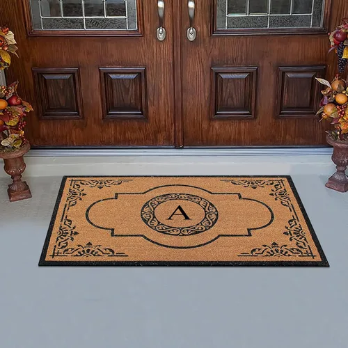 Vista 4 de A1HC - Tapete de puerta con monograma de fibra de coco natural para puerta delantera, 30 x 48 pulgadas, resistente y resistente al desprendimiento