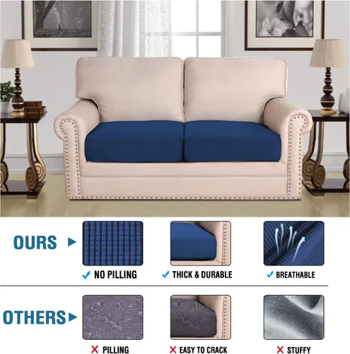 Vista 82 de H.VERSAILTEX - Fundas elásticas para cojín de sofá individual, fundas de asiento para silla de sofá, protector de cojín con tejido jacquard de sarga