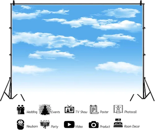 Vista 2 de AOFOTO Telón de fondo de nube blanca cielo azul de 5 x 3 pies para sesión de fotos de cielo soleado para fotografía de niños, recién nacidos, baby
