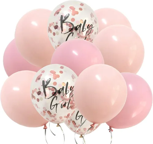 Vista 5 de Globos cromados metálicos, color rosa y azul, globos de confeti para bodas, cumpleaños, revelación de género, decoración de fiesta de baby shower