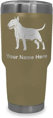 Vista 24 de LaserGram Vaso aislado al vacío de 20 onzas, perro Bull Terrier, grabado personalizado incluido (negro) Engraved Gift for Dog Lovers, Vacuum