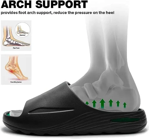 Vista 2 de FEINOAR Sandalias de baloncesto para hombre de tecnología suave con soporte de arco para alivio de fascitis plantar, recuperación deportiva, puntera