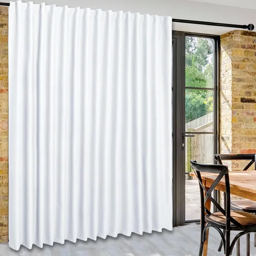Vista 50 de DWCN Cortina opaca divisora de privacidad para puerta corrediza de patio, cortinas térmicas extra anchas con pestaña trasera y bolsillo para barra