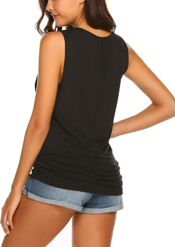 Vista 5 de Ekouaer Camiseta sin mangas de maternidad para mujer, camiseta sin mangas de doble capa para embarazo