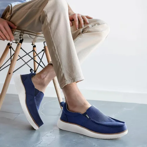Vista 6 de GQQ Mocasines casuales para hombre, zapatos náuticos para hombre, cómodos, ligeros, de lona, antideslizantes, zapatos para caminar