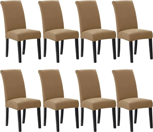 Vista 23 de Juego de 2 fundas para sillas de comedor, fundas elásticas para sillas de comedor, fundas para sillas de cocina de jacquard texturizadas, decoración
